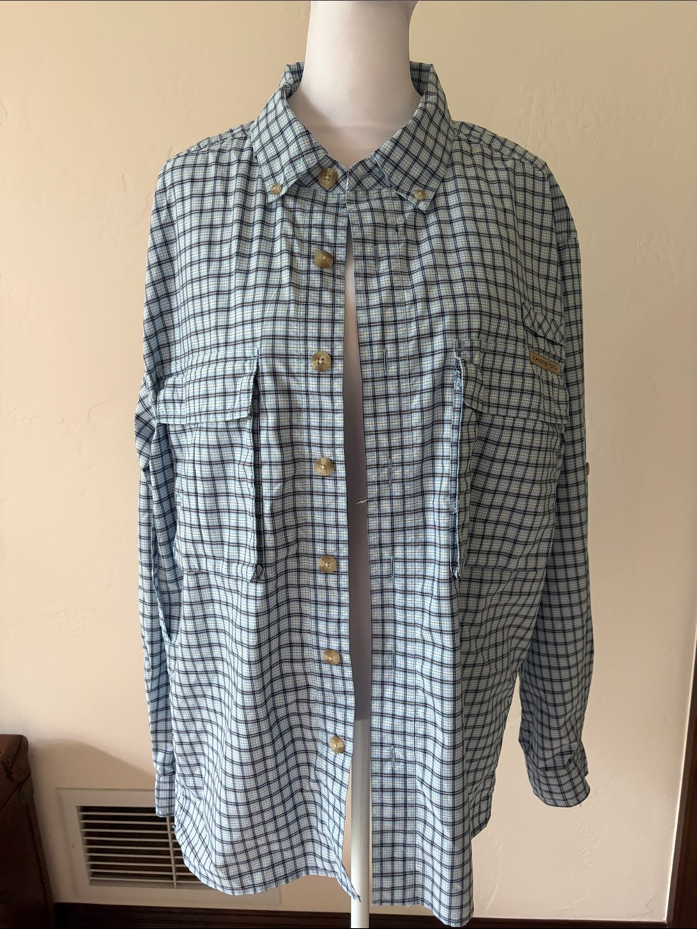 Air Strip  Blue Plaid Casual Button-Down Shirt